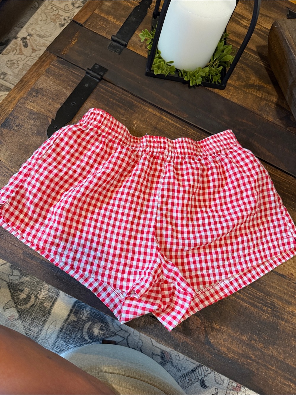 Princess Polly Red Gingham Elastic Waist Athletic Shorts
